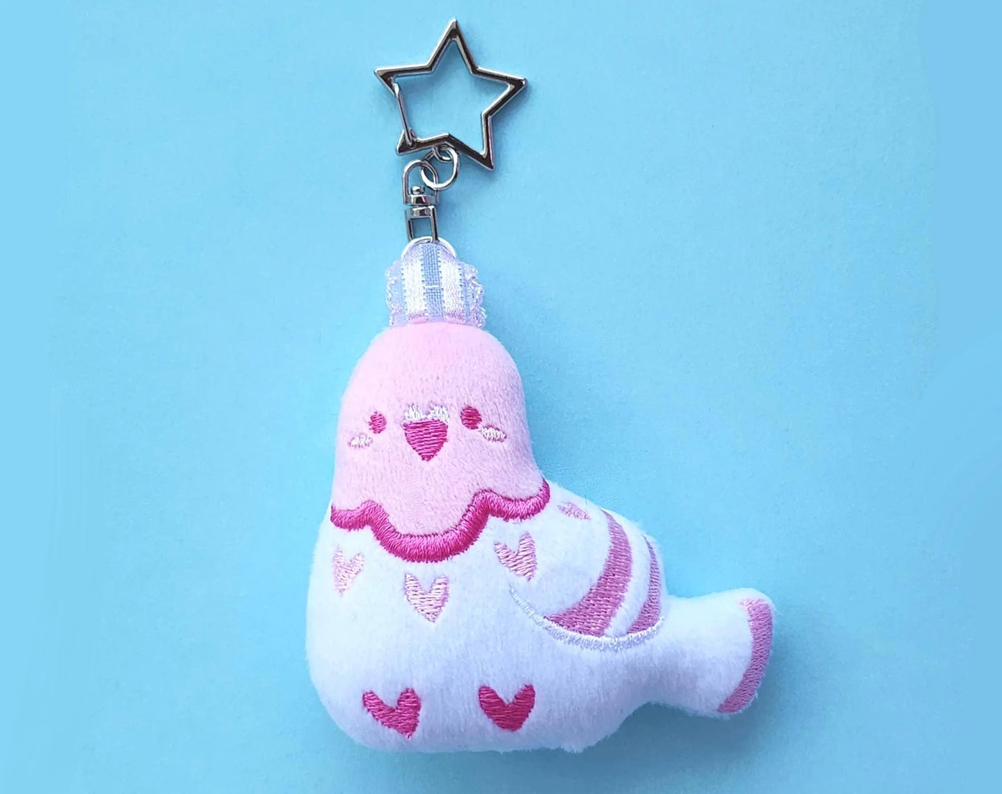 Pink Heart Pigeon Plush Keychain