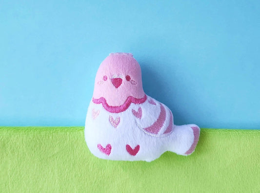 Pink Heart Pigeon Plush Keychain